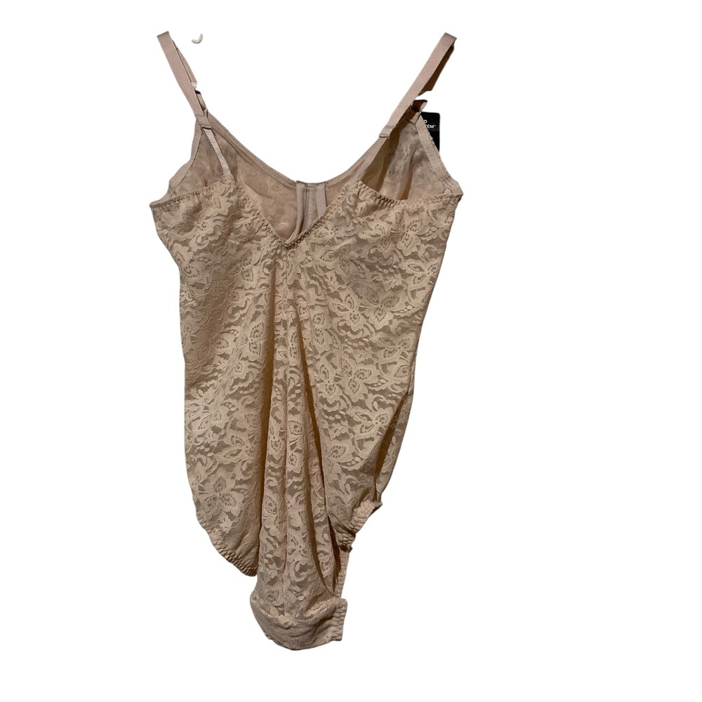 Bali Beige Floral Lace Smoothing Shapewear Bodysuit 36B 8L10 NWT - Picture 7 of 7